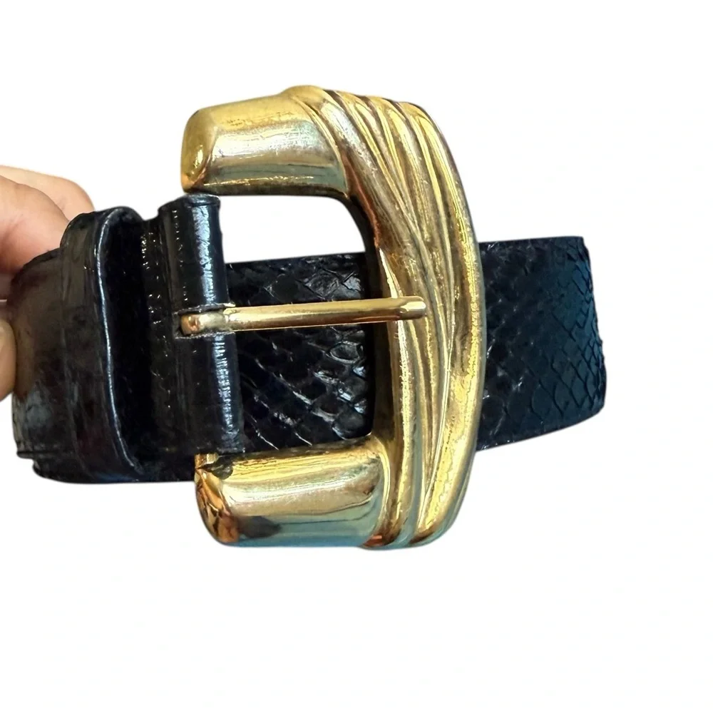 Black Genuine Snakeskin Belt Size Small